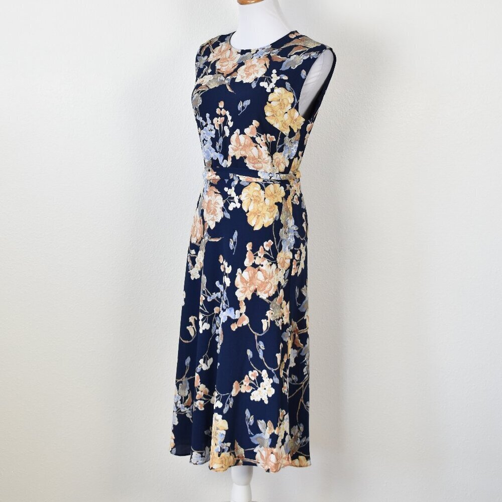 Lauren Ralph Lauren Floral Belted Crepe Midi Dress - 4 - Picture 3 of 8